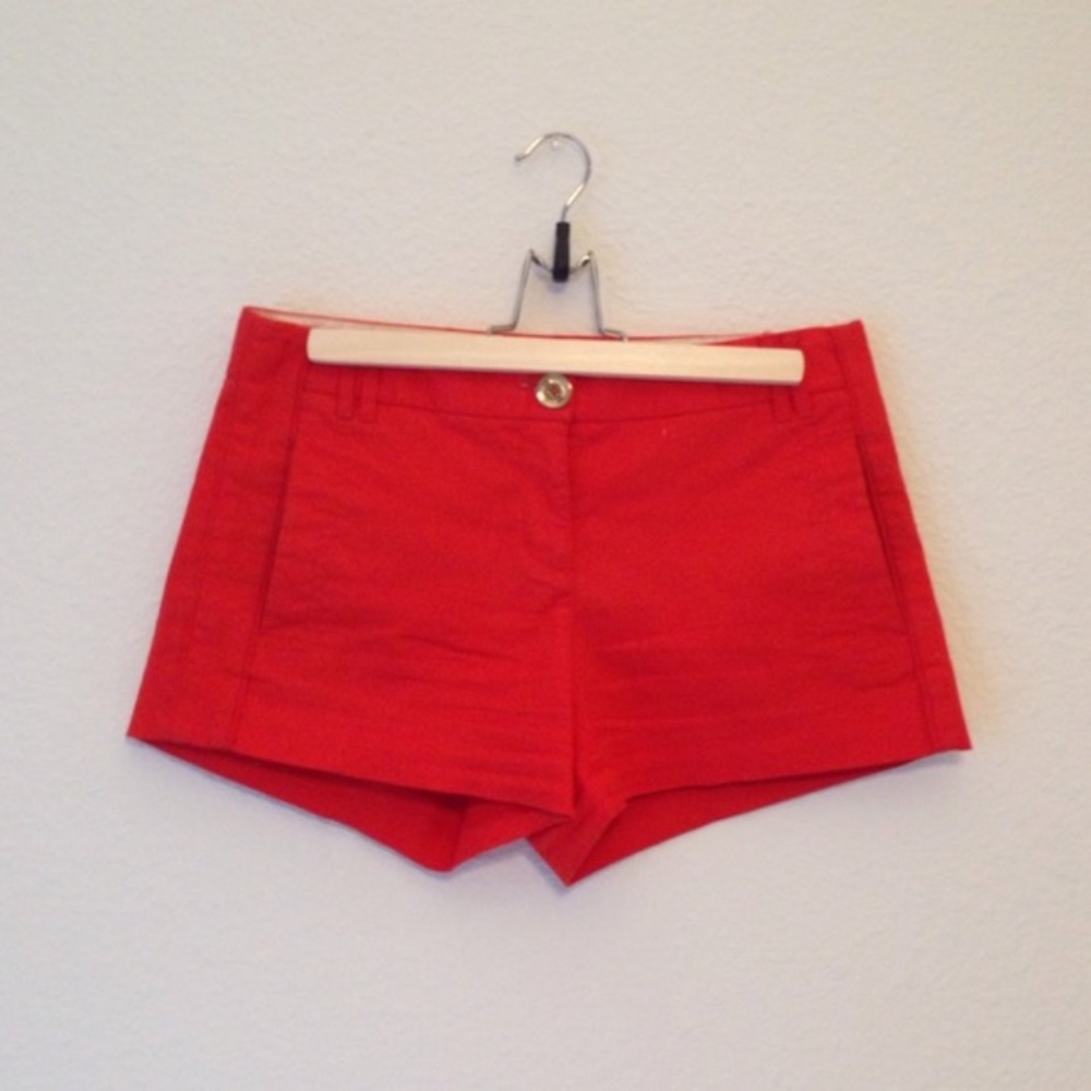 Tory Burch Cotton Shorts in Blood Orange